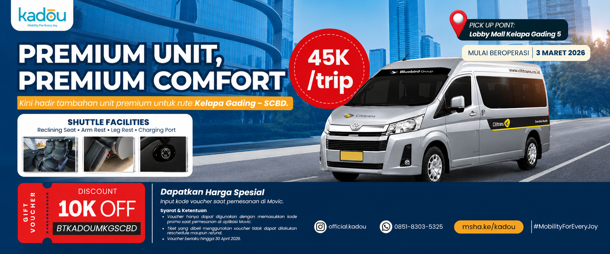 KADOU Hadirkan Premium Service Rute Kelapa Gading – SCBD